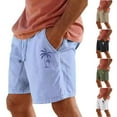thumbnail image 1 of Men's Summer Shorts Beach Drawstring Elastic Waist Comfortable Breathable Outdoor Vacation Shorts White, 1 of 5