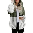 thumbnail image 1 of Manteau Contrasté pour Femmes, Mi-Long, Cardigan à Capuche avec Fermeture Éclair, Manches Longues, Mode Automne, 1 of 6