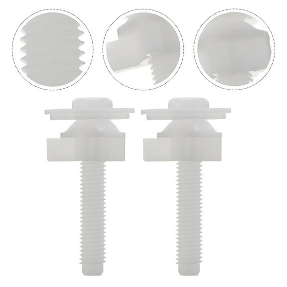 HEMOTON  2 Pcs Universal Toilet Mounting Bolts Screws Seat Replacement White