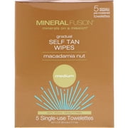 Mineral Fusion Gradual Self Tan Wipes Macadamia Nut Medium 5 Individually Wrapped Towelettes