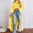 thumbnail image 2 of ZHOUCHANKIDS Women's Lace Top Short Front and Long Back Elegant Shirt Long Sleeve Asymmetrical High Low Dress Cover-Up Yellow XXXL, 2 of 5