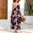thumbnail image 6 of Gamivast Suntan Dress for Women Spaghetti Strap Long Dress Loose Fit Sun Dress Elegant Floral Print High Waist Casual Summer Beach Holiday Wear, 6 of 8