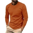 thumbnail image 2 of Qertyioot Homme Manches Longues Couleur Unie Col Rond Mode T-Shirt Décontracté Automne, 2 of 6