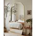 thumbnail image 2 of Antok Full Length Mirror 76" x 34" Large Floor Mirror Standing Mirror, Aluminum Wavy Frame, Wall Mounted or Leaning, Decorative for Living Room Bedroom Entryway, Gold, 2 of 7