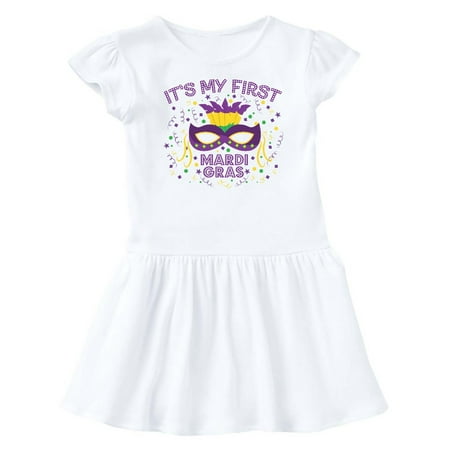 

Inktastic First Mardi Gras Party Mask Gift Baby Girl Dress