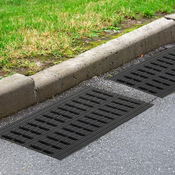 GOOHOCHY  2 Pcs Outdoor Trench Grate City Cover Drainage System Covers Sewer Kitchen Black