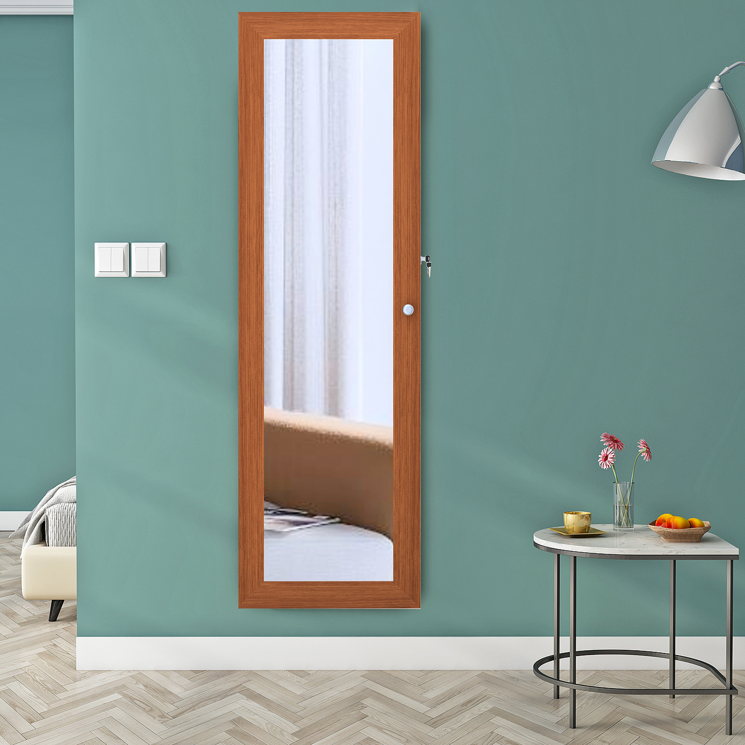Wallmounted Multifunctional Wooden Fulllength Mirror with