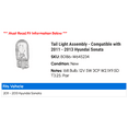 thumbnail image 2 of Tail Light Assembly - Compatible with 2011 - 2013 Hyundai Sonata 2012, 2 of 2