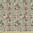 thumbnail image 2 of Floral Fabric by the Yard, Blossoming Spring Meadow Pattern in Retro Style with Curly Details, Decorative Upholstery Fabric for Chairs & Home Accents, Tan Coral Maroon by Ambesonne, 2 of 5
