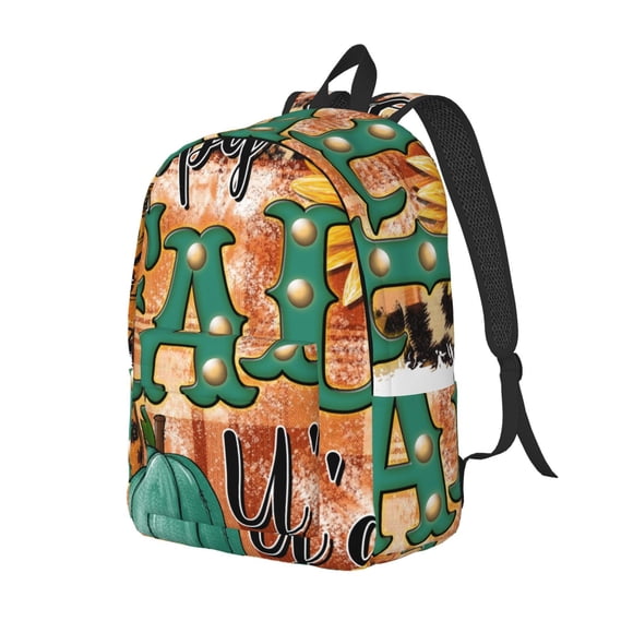 Vsdgher Sac à Dos en Toile Imprimé Automne Heureux Sac à Dos de Voyage Unisexe Sac à Dos pour Ordinateur Portable 15.7/17.7 Pouces pour le Travail, Collège-Petit