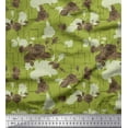 thumbnail image 1 of Soimoi Green polyester Crepe Fabric Leaves & Austin Rose Floral Printed Fabric 1 Yard 52 Inch Wide, 1 of 3