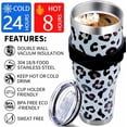thumbnail image 3 of 40 Oz Tumbler with Handle and Silicone Straws,Coffee Insulated Tumbler with Handle,40 Oz White Leopard Water Bottles,Travel Mug with Handle, 3 of 6
