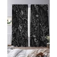 thumbnail image 4 of Flower Black Sheer Curtains 96 Inch Length 2 Panels Set, Semi Transparent Voile Rod Pocket Curtains for Living Dining Room Bedroom Drapes Fall Winter Floral Leaves Spring Botanical, 4 of 6