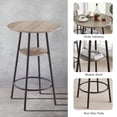 thumbnail image 3 of Yoneston 3 Pieces Round Bar Stool Set with Shelves, Pub Table Upholstered Stool with Backrest, Gray, 3 of 10
