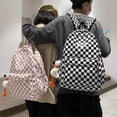 thumbnail image 5 of SQDWYGUO Y2K Checkered Backpack with Kawaii Pendant Checkerboard Backpack Cute Preppy Laptop Backpack Light Rucksack,Black, 5 of 7