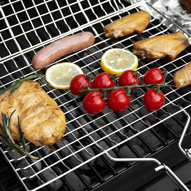 JOKAPY Portable BBQ Grill Basket Fish Grilling Basket /Silicone brush for  Outdoor, Stainless Steel BBQ Accessories BBQ Tools for Fish,Vegetables,  Shrimp, Steak, Chops and Small Flat Sea Food 