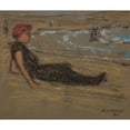 thumbnail image 2 of Elmer Livingston Macrae 14x12 Gold Ornate Wood Frame and Double Matted Museum Art Print Titled - Girl at the Shore (1912), 2 of 4