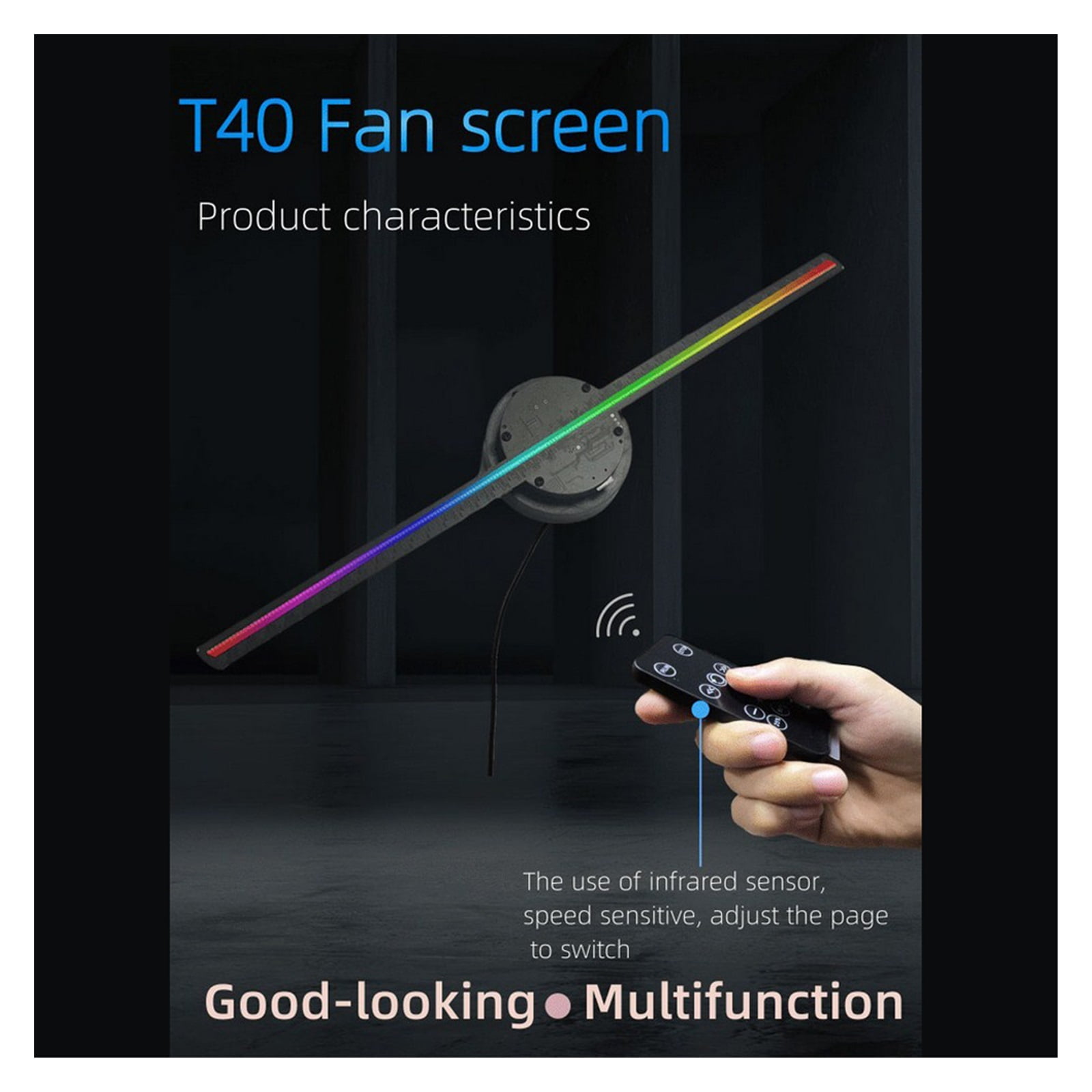 Hologram Fan Projector, 15.74" 3D Hologram Fan Display Stereo Floating Advertising Machine Fan Wall Mounted Upload by Phone App PC ,Novel Advertising Tool