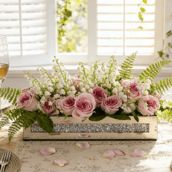 SHYFOY Flower Vase Crushed Diamond Mirrored Vases Luxury Flower Arrangement for Home Decor