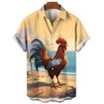 thumbnail image 3 of Camisa hawaiana elegante de manga corta con estampado de pollo de playa para hombre, estilo Harajuku Y2k, ropa informal de uso diario de gran tamaño, 3 of 5