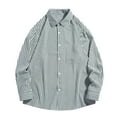 thumbnail image 1 of pstuiky hombres de manga larga, Camisa de manga larga con cuello vuelto, rayas y botones para hombre Tops de hombre m, 1 of 2