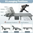 thumbnail image 3 of Bronkige 75 '' Folding Camping Cot with Pillow & Cushion, Adjustable 5-Position Reclining Folding Chaise, Patio Lounge Chairs, Portable Folding Lounge Chair, Sleeping Cots, 3 of 9