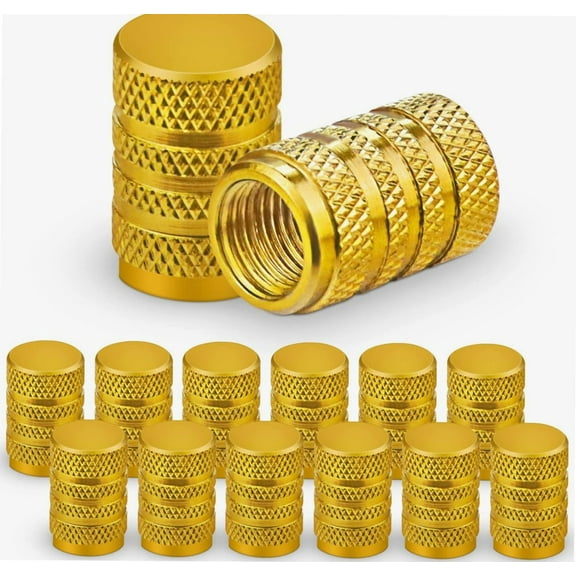 Car Tire Caps, 12PCS Valve Stem Caps, Universal Tire Valve Stem Caps for Cars, SUVs, Bike and Bicycle, Trucks, Motorcycles (Gold) …