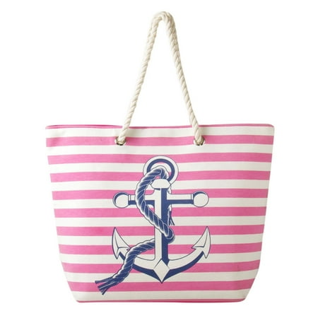 Swan Comfort Striped Canvas Beach Bag Anchor Design Tote Pink Swan Comfort Striped Canvas Beach Bag Anchor Design Tote Pink