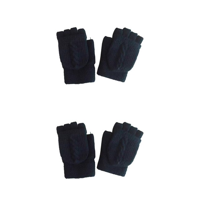 Soidarity 1 par de guantes de punto para invierno al aire libre, senderismo, camping, cálidos mitones de algodón sin dedos azul oscuro 2piezas Soidarity CBP138931