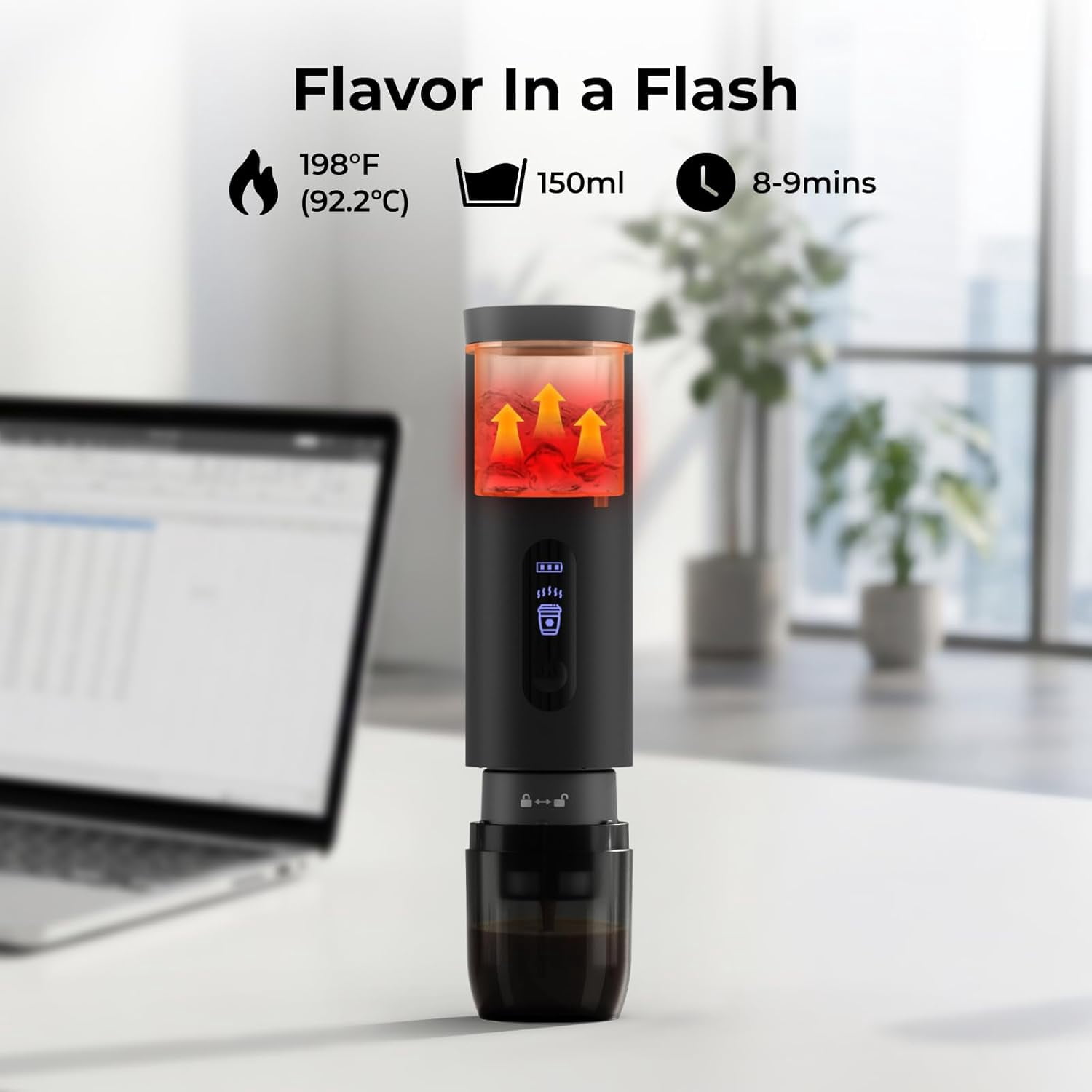 BougeRV Portable Drip Coffee Maker Compatible with K Cup & Ground Coffee, Car Coffee Machine Self-Heating for Travel, Camping, Outdoors