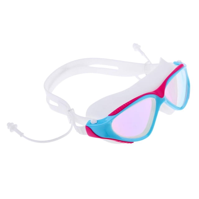 Gafas de Natación Ajustables Perfecl Protección Antiniebla con Tapón para Oídos Rosado Azul