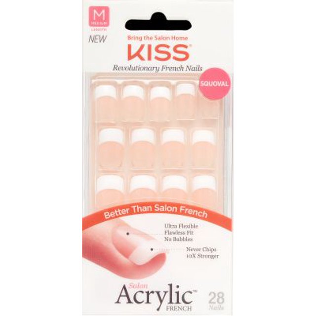 KISS Salon Acrílico French Nails 28 piezas Rumor Mill KSA12