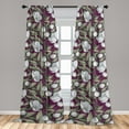 thumbnail image 2 of Apple Flowers Window Curtains, Simple Design Modern Leaves Greenery and Floral Boho Pattern, Lightweight Decor 2-Panel Set with Rod Pocket, Pair of - 28"x95", Dark Magenta Reseda Green, by Ambesonne, 2 of 3