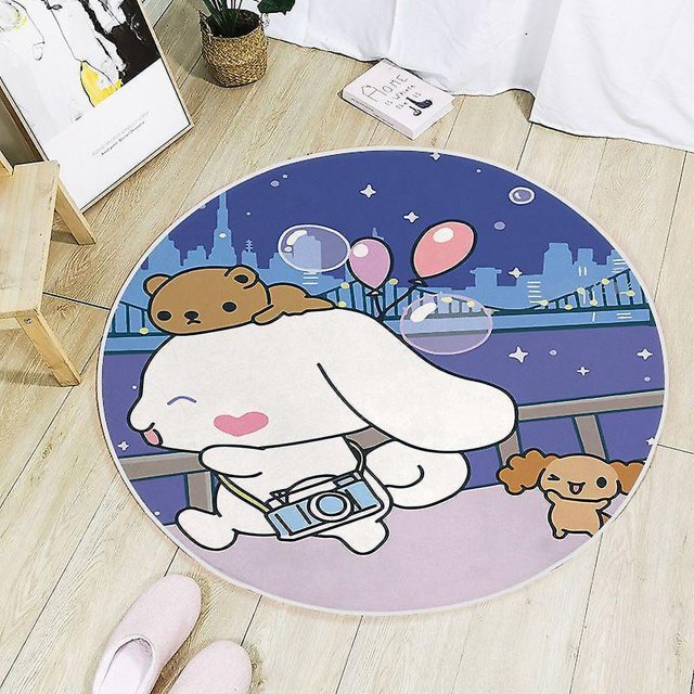 Alfombra redonda Kawaii Sanrio Cinnamoroll, alfombra antideslizante con dibujos animados para sala de estar, baño, dormitorio, habitación de niños, alfombrillas para cabecera