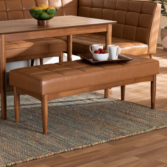 Baxton Studio Sanford Tufted & Upholstered Bench, Tan