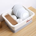thumbnail image 3 of Dish Drying Rack and Drain Board with Lid Cover, Minimalist Dustproof Space Saving, Kitchen Plate Cup Dish Drying Rack Tray Cutlery Dish Drainer [M], 3 of 8
