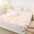 thumbnail image 4 of Castle Fairy Flower Balloon Letter J Queen Sheet Sets 4 Pieces for Girls,Pastel Initial Bed Set, 4 of 6