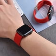 thumbnail image 4 of Boucle Solo Tressée Réglable avec Boucle Compatible avec Bracelet Apple Watch pour Hommes et Femmes, Bracelet Élastique en Nylon Extensible pour iWatch Séries SE 6 5 4 3 2 1(Rouge,42/44mm), 4 of 5
