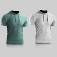 thumbnail image 1 of TFixol Camiseta deportiva de verano para hombre, Color sólido, con capucha, manga corta, cordón, 1 of 8