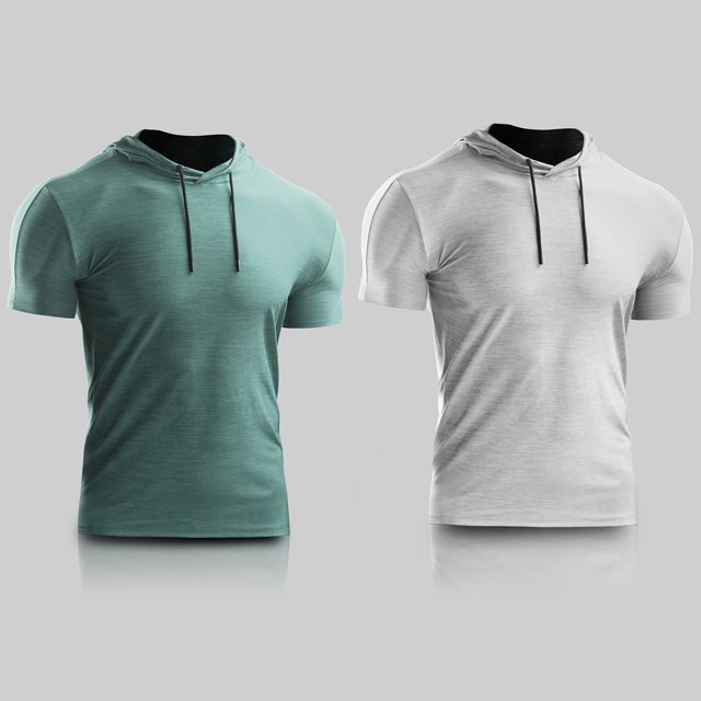 TFixol Camiseta deportiva de verano para hombre, Color sólido, con capucha, manga corta, cordón