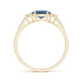 thumbnail image 2 of ANGARA Natural Horizontally Set Oval London Blue Topaz Ring with Diamonds in 14K Yellow Gold for Women (Size-7x5mm) | November Birthstone Jewelry for Women | London Blue Topaz Ring (Ring Size - 7.5), 2 of 11