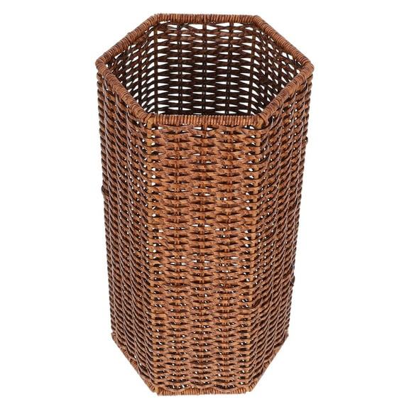 OFFIGAM Woven Rattan Umbrella Stand Brown Pe Indoor Entryway Storage