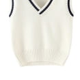 thumbnail image 5 of Fesfesfes Kids Unisex V-Neck Knit Vest with Contrast Stripes, Cotton Sweater Vest for Boys and Girls Ages 1-15 Years, 5 of 5