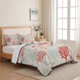 thumbnail image 5 of Twin Quilt Set 68''x86'', Red Orange Coastal Lightweight Bedspread Coverlet Set with 2 Pillow Shams, Summer Beach Starfish Coral Nautical Rustic Breathable All Season Quilt Bedding for Dorm/Bedroom, 5 of 9