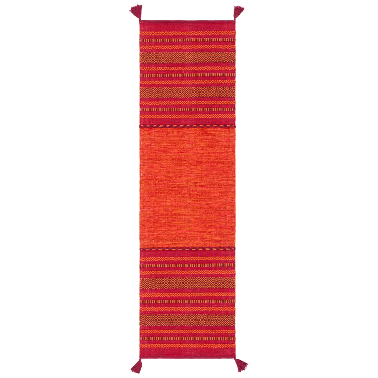 SAFAVIEH Montauk Ben Striped Soft Braided Cotton Runner Rug, Orange/Red, 2'6" x 6'