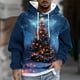 thumbnail image 1 of Sudadera con capucha para hombre, estilo casual, con cuello redondo, estampado de árbol de Navidad, manga larga, blusa de poliéster, 1 of 5