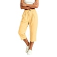 thumbnail image 5 of VBVC Women's Cotton Linen Elastic Waist Capri Pants , Summer Wide Leg Cropped Pants For Women,Ladies' Lightweight Trousers with Pockets,Yellow,S-3XL, 5 of 8