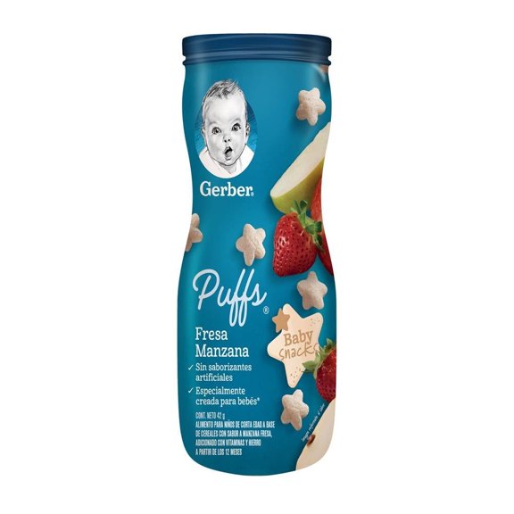 Alimento para niños Gerber Puffs baby snacks fresa y manzana 42 g