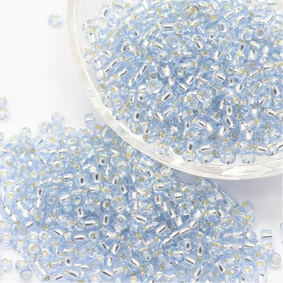 1 pound 6/0 Transparent Glass Round Seed Beads Grade A Silver Lined Alice Blue 3.6~4.0mm Hole: 1.2mm 5000pcs/pound