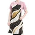 thumbnail image 5 of Black White Gold Marble Pattern Apron-Garden Aprons for Women with Pockets-Cotton Linen Waterproof Kitchen Cooking Gardening Aprons Adjustable for Kitchen,Cooking,BBQ and Salon 33x27 Inch, 5 of 7